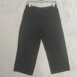 John Paul Richard  Uniform Cropped Pant Sz 10 Black Linen Rayon Blend No Pockets